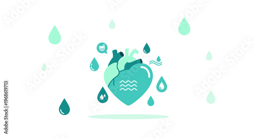 Heart Health Concept: Hydration, Love, and Well-being