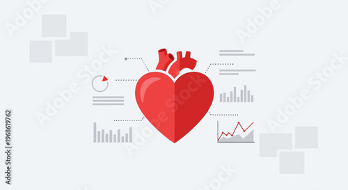 Heart Health Data Analysis - Medical Cardiology Infographic Vector