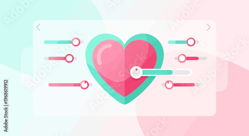 Heart Health Meter UI Element: Valentine's Day, Love, Health, Medical, Care, Adjustment