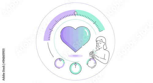 Heart Health Meter with Woman Monitoring Vital Signs