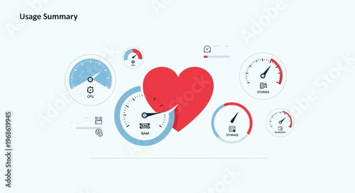 Heart Health Monitoring Dashboard UI with Gauges and Metrics