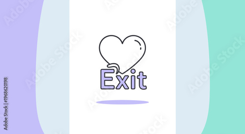 Heart Icon and Exit Text: Symbolizing Leaving Love or End of Relationship
