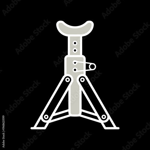 Tubular Pin Lock Folding Car Jack Stand Flat Design Vector Icon 