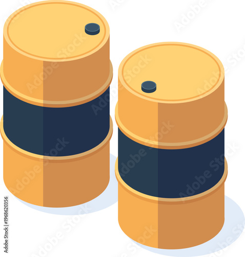 Oil barrels representing energy production and storage industry
