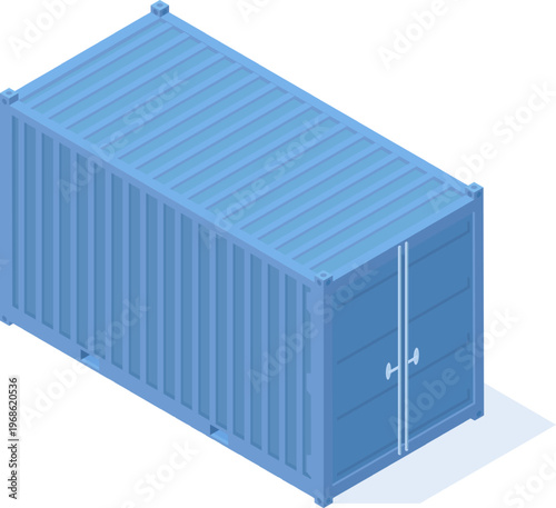 Blue shipping container representing global cargo logistics and transportation
