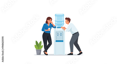 Office Colleagues Talking by a Water Cooler