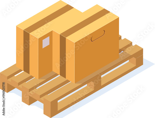 Cardboard box resting on wooden pallet