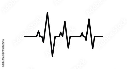 Simple black line drawing depicting a stylized heartbeat rhythm on a white background