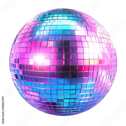 A colorful disco ball on transparent background