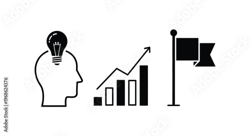 Conceptual illustration depicting ideas growth and success with simple icons