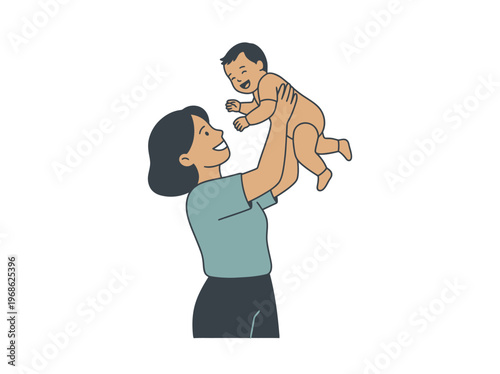 Mother holding baby upside down on mothers day