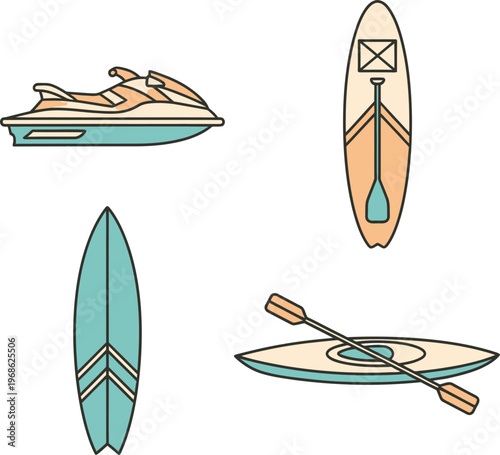 water sports icon collection