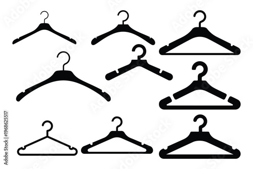 Black silhouette clothing hangers symbols