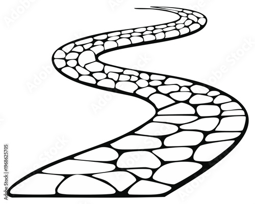 Winding Stone Path Illustration for Design, Roadway Graphic, Way Forward Concept
