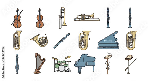 Musical Instruments Orchestra Band Variety.