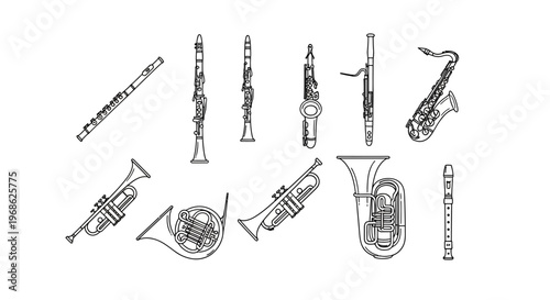 Musical instruments orchestra brass wind.