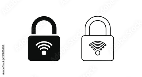 Secure WiFi Network Lock Protection Solutions Vector