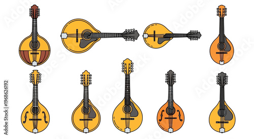 Mandolin Musical Instruments Various Angles.