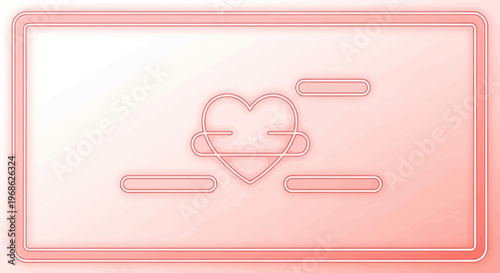 Heart Shape Icon with Lines, Minimalist Design, Pink Gradient Background, Love Symbol