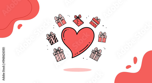 Heart Shape Surrounded by Gift Boxes, Love and Presents, Celebration