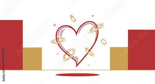 Heart Shape with Wedding Rings, Love Symbol, Valentine's Day, Romantic Celebration