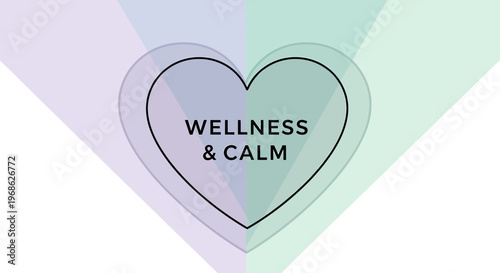 Heart shape with Wellness & Calm text, pastel gradient background