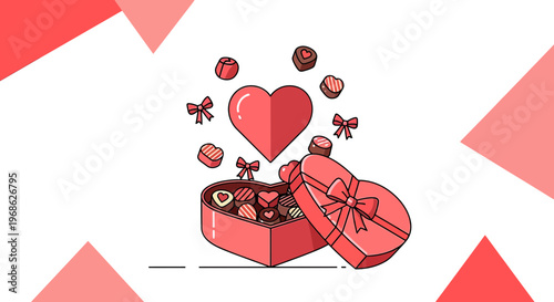 Heart Shaped Chocolate Box with Assorted Chocolates and Ribbons