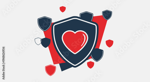 Heart Shield Protection Concept - Security, Love, Health, Safety, Insurance, Care