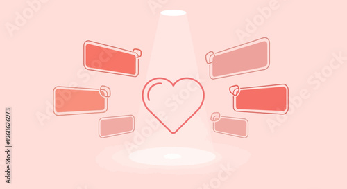 Heart Spotlighted with Speech Bubbles - Love, Romance, Connection, Communication