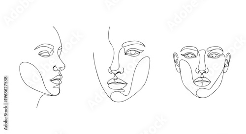 High Quality Black Continuous Line Face Poster Set – Minimal Aesthetic Wall Art Collection