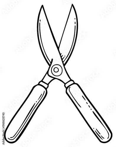 Illustration of garden shears ready to cut isolated on white background