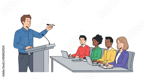 Professional Speaker Presenting to Diverse Business Team at Conference