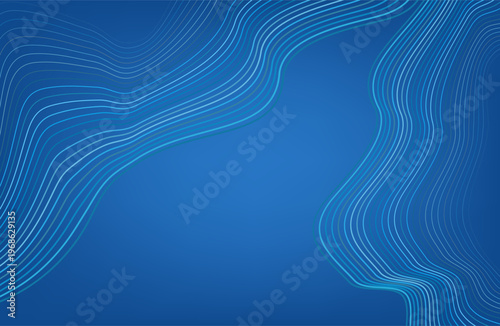 Abstract glowing wave lines on blue background. Dynamic wave pattern. Modern flowing wavy lines. Futuristic technology concept. Suit for banner, poster, cover, brochure, flyer, website. Business 