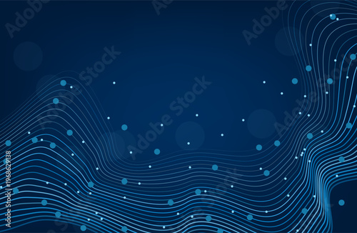 Modern abstract blue wave on dark blue background, tech banner, corporate business concept, hi-tech abstract background, vector illustration for business or presentation