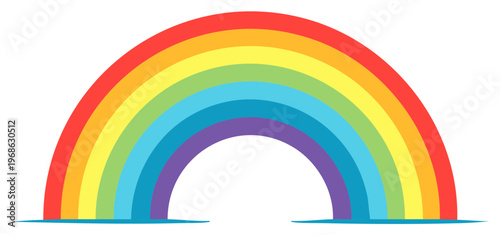 Bright Colorful Rainbow Arch Over the Horizon Optimistic Weather Illustration Cartoon Flat Design Graphic