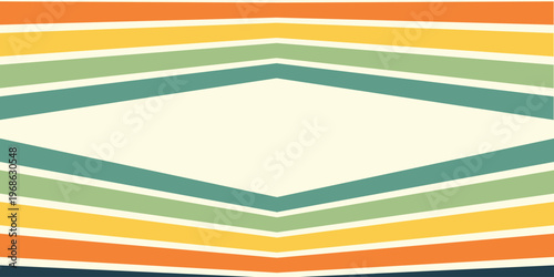 Abstract colorful 70s background vector. Vintage retro wallpaper with rainbow stripes and wavy lines. A 1970 color illustration suitable for posters, banners, decorative items and wall art.