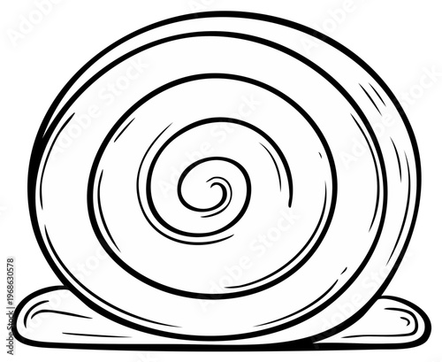 Stylized Snail Illustration: Simple Black and White Line Art of a Slow Moving Shell Creature