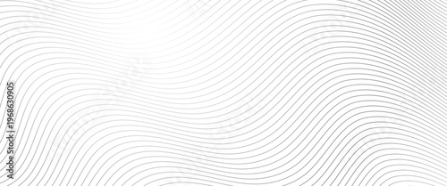 Line pattern. Abstract waves lines pattern. White background with wavy. Wave backgrounds. Light geometric texture. Curve shape. Tech stripe design. Thin graphic patern. Dynamic bg. Vector illustration