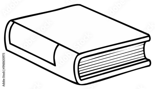 Closed Book with Bookmark Isolated on White Background Simple Line Art