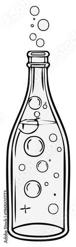 Sparkling liquid in a glass bottle illustration