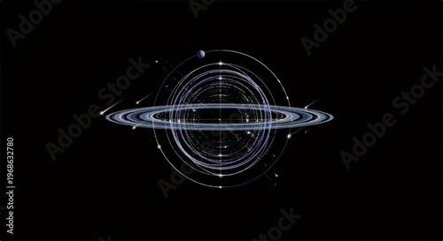 Saturn, planet rings, astronomy, space, celestial body, vector illustration