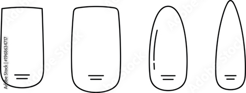 Minimal Nail Shape Outline Set with Various Fingernail Styles for Manicure, Beauty, Nail Art Design, Salon Templates, and Cosmetic Illustration Use