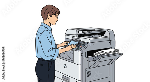Professional Woman Using Office Copier Machine