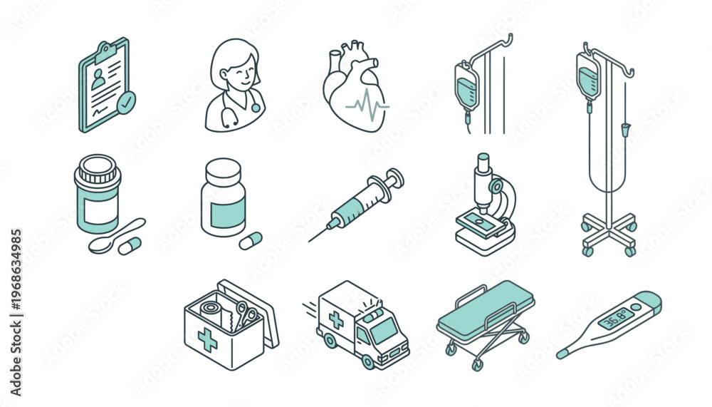 Fototapeta premium Medical icons and healthcare symbols.