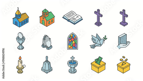 Church and religious icons and symbols.