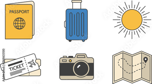 set of travel icons