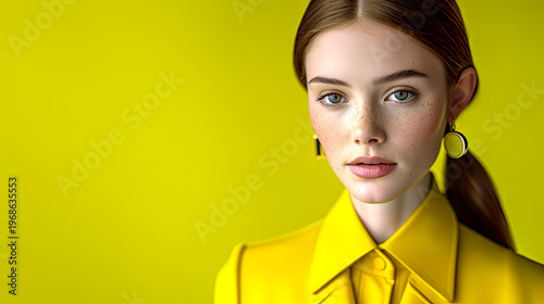 Minimalistische Portraits einer jungen Frau mit kurzem Haar und neutralem Ausdruck. Klare Beleuchtung, Fokus auf Gesicht, Hautstruktur und reduzierte, moderne Ästhetik.