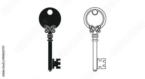 Elegant Key Designs: Minimalist Keys for Home Office & Security Vector