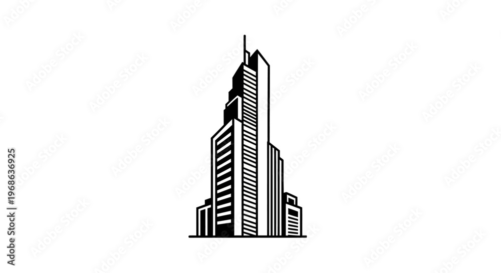 Obraz premium A sleek and modern city skyscraper illustration.