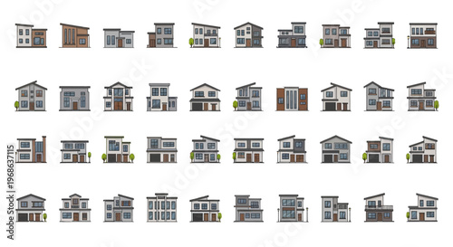 Collection of various house architectural designs and styles.